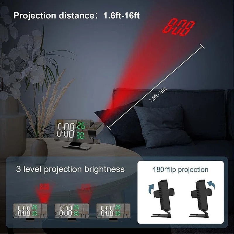 180° Arm Projection Alarm Clock